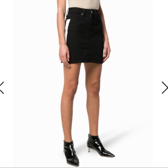 NWOT Calvin Klein Jean Skirt Denim High Rise Mini Skirt in Black - Picture 1 of 15